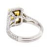 Image 3 : 4.02 ctw Fancy Intense Yellow Diamond and White Diamond Ring - Platinum