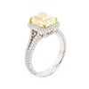 Image 4 : 4.02 ctw Fancy Intense Yellow Diamond and White Diamond Ring - Platinum
