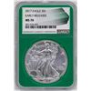 Image 1 : 2017 $1 American Silver Eagle Coin NGC MS70 Early Releases Green Core