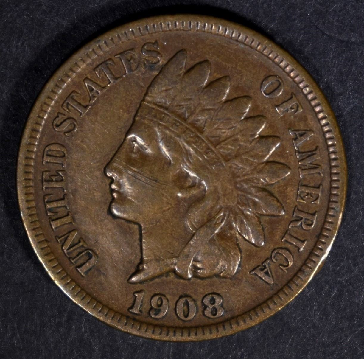 1908-S INDIAN HEAD CENT VF/XF