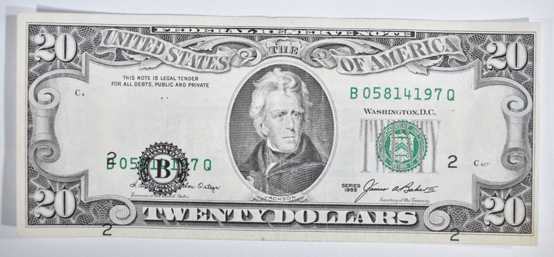 1985 20 FEDERAL RESERVE NOTE