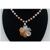 Image 1 : A Deep Sea Agate "Floral" Pendant with Bead Necklace.