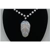 Image 1 : A Deep Sea Agate "Leaf" Pendant with Bead Necklace.