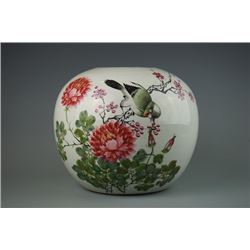 An Early 20th Century, Famille - Rose  Birds and Floral  Jar.