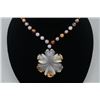Image 1 : A Deep Sea Agate "Floral" Pendant with Bead Necklace.