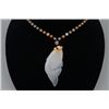 Image 1 : A Deep Sea Agate "Fish" Pendant with Bead Necklace.