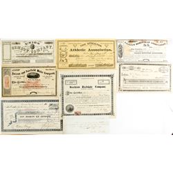 Eight California Non-Mining Stock Certificates