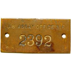 U.S. Assay Office S.F. Brass Plate