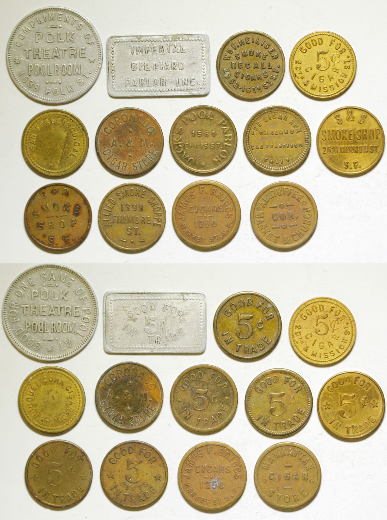 Pool Room and Cigar Store Tokens