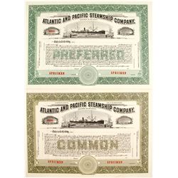 Atlantic and Pacific Steamship Co Stocks, 2 specimens