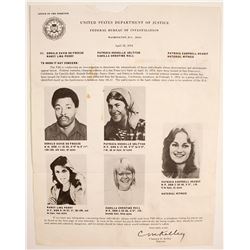 Notice  from DOJ, FBI Investigation, Patricia Hearst, & Others