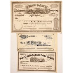 Three San Francisco Area Stock Certificates