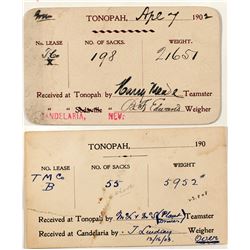 Two Teamster Cards for Ore Headed to Tonopah.