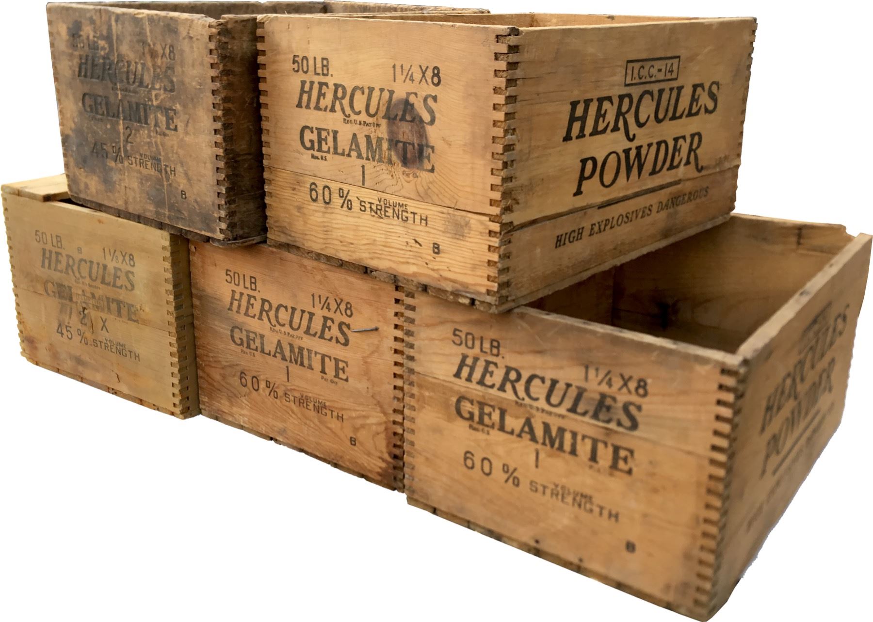 Dynamite Boxes Dynamite Boxes - Hercules Powder 60% - Lot of 5 - Holabird Western ...