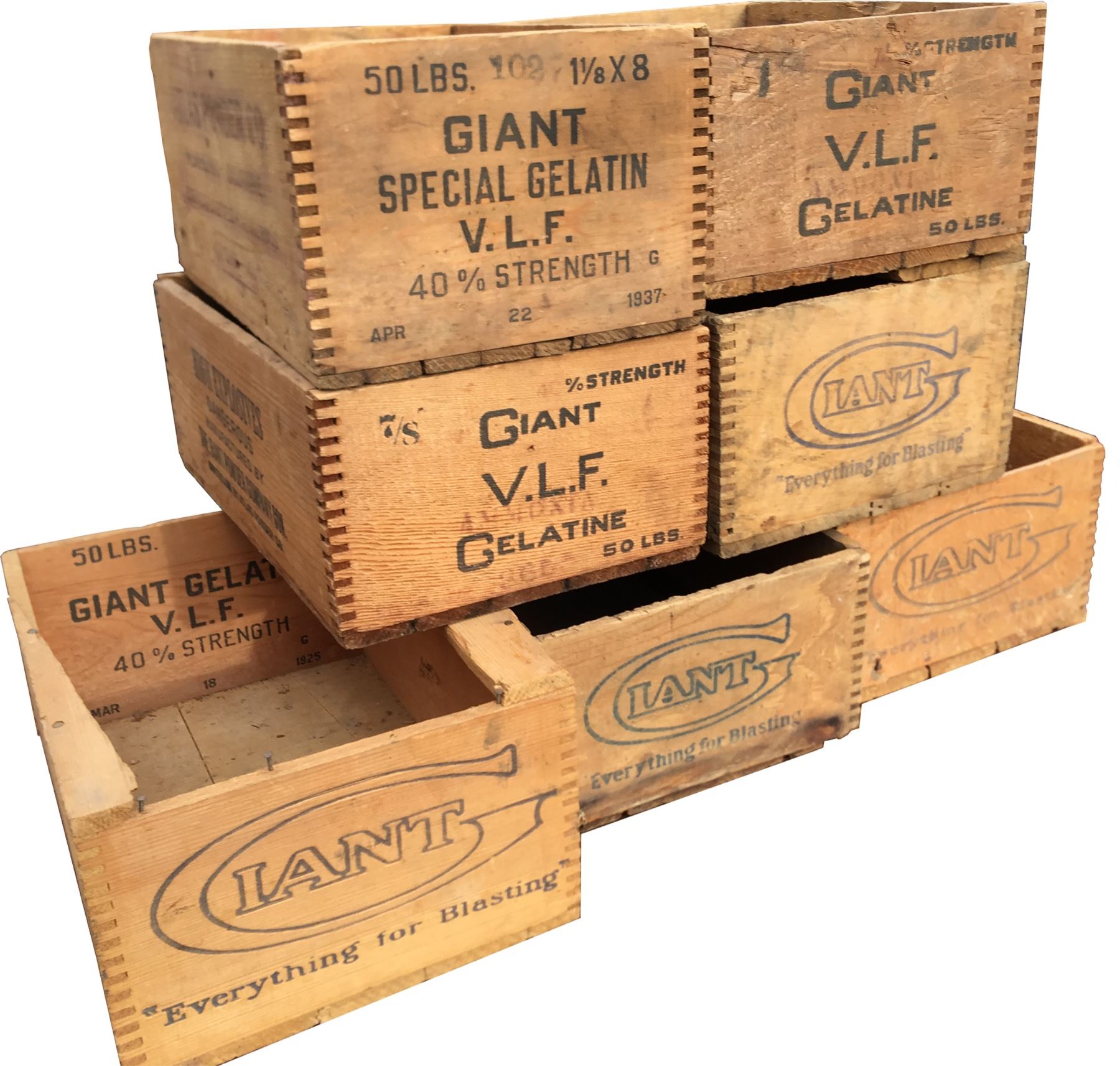 Dynamite Boxes Dynamite Boxes Giant Powder Co. - Lot of 7