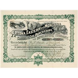 The Arizona, Eastern & Montana Smelting, Ore Purchasing & Development Co. Stock Certificate, 1900