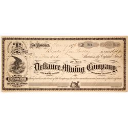Defiance Mining Company Stock Certificate