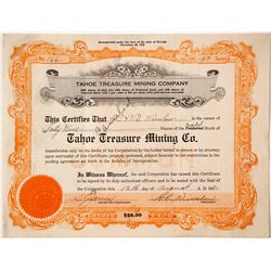 Tahoe Treasure Mining Co. Stock, West Shore Lake Tahoe, Cal.