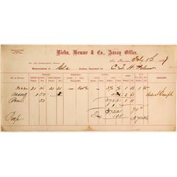 Riehn, Hemme & Co. Assay Office Memorandum, 1867, CTH Palmer