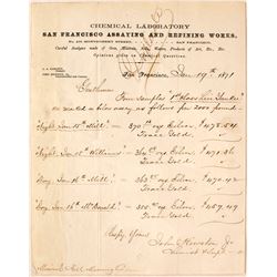 San Francisco Assaying & Refining Works Memorandum, Mineral Hill, Nevada Ore, 1871