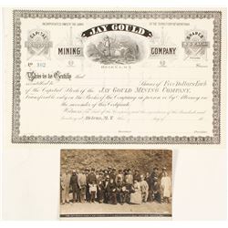 Jay Gould Mining Company Stock Certificate & Real Photo Postcard