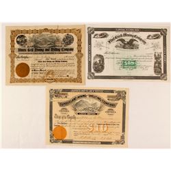 Three Different Montana Mining Stock Certificates