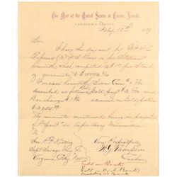 Carson City Mint Letter on Letterhead to the Honorable R. P. Keating