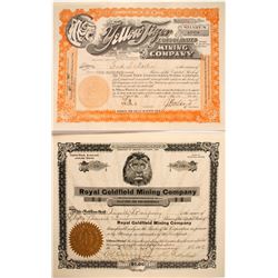 Two Goldfield 'Big Cat' Stock Certificates