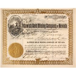 Kawich Gold Mining Company of Nevada Stock Certificate