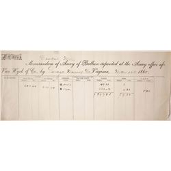 Van Wyck Assay Sheet, 1865