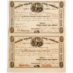 Two Lykens Valley Coal Company Stock - 1837!