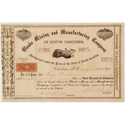 Wando Mining and Manufacturing Company of South Carolina Stock Certificate