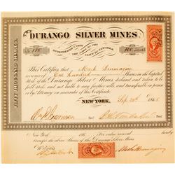 Durango Silver Mines Stock Certificate, San Dimas, Durango, 1865