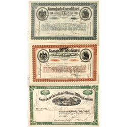 Three Different Guanajuato Cons. Mining & Milling Co. Stock Certificates