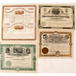 Four Different Mexican Mining Stock Certificates