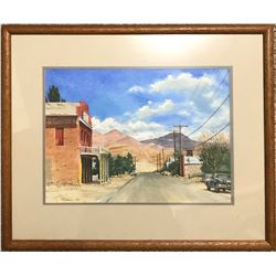 Jeff Nicholson 1984 watercolor of Dayton, Nevada