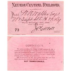 Nevada Central Railroad 1881 Pass