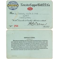 Nevada Copper Belt Railroad 1910 Pass
