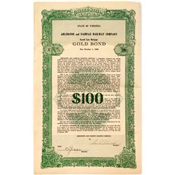 Arlington & Fairfax Railway Co. 25-Year Gold Bond