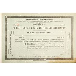 Lake Erie, Alliance & Wheeling Railroad Stock