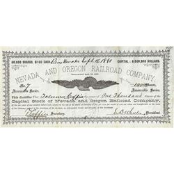 Nevada and Oregon Railroad Company Stock Certificate - Worth Dying Over?