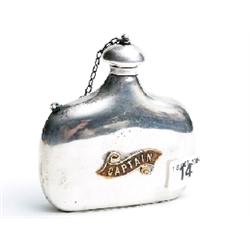 Silver plated Captains hip flask, impressed mark with swan