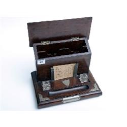 Oak desk tidy with raised lid stationary compartment