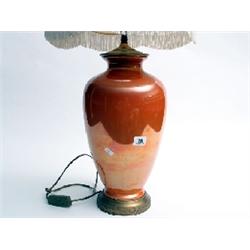 Orange lustre table lamp