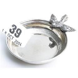 Stamped .900 silver tasting bowl with bird decoration