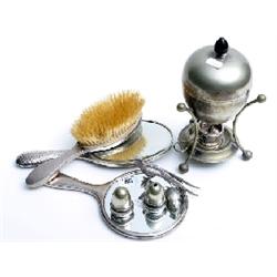 Collection silver hallmarked brushes, bottles, compact etc.