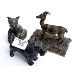 Metal model of Scotty dog, a fox and a stag