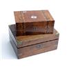 Image 1 : Victorian mahogany stationary box in need of loving care plus Victorian jewellery box with Tunbridge