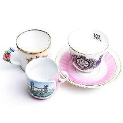 3 pieces commemorative ware to include 'Commencement of Reign' 'Silver Jubilee Queen Mary'  and Towe