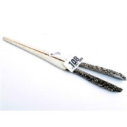 Pair hallmarked silver and bone glove stretchers